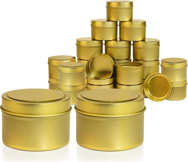 Guld Lysdåser 4oz til Lysfremstilling, 24 Stk. Lysbeholdere, Bulk Lysglas til Lysfremstilling - (Guld)