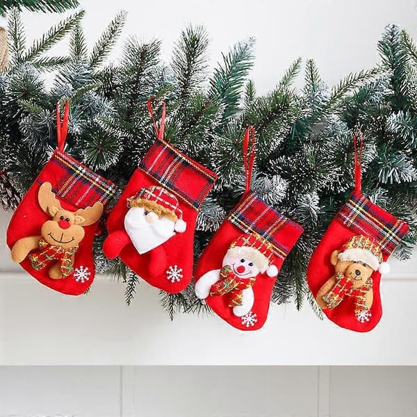 4 stk. julestrømper julepynt strømper julestrømper strømper julepynt hængende strømper til have- og vinduesdekoration