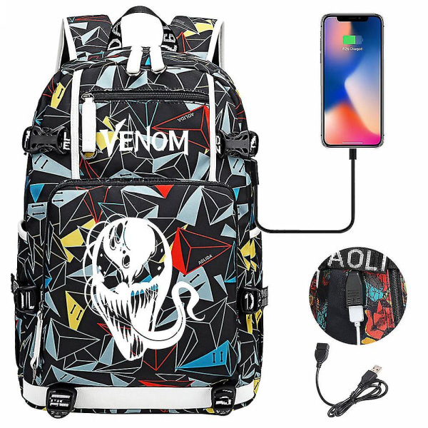Venom Fashion Tryckt Usb Ungdom Skolväska (2-116) Color-8