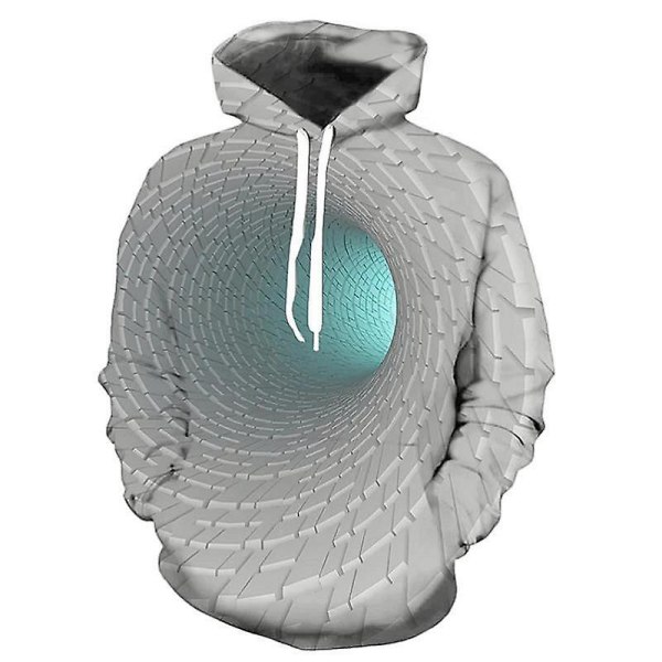 3d print långärmad hoodie träningsoverall/fritidshuvtröja XL