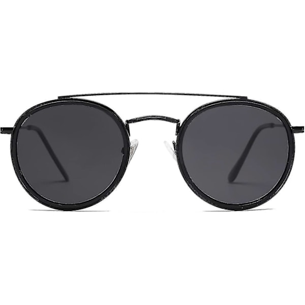 Små Retro Runde Polariserede Solbriller Uv400 Dobbelt Bro Sunnies Sunset