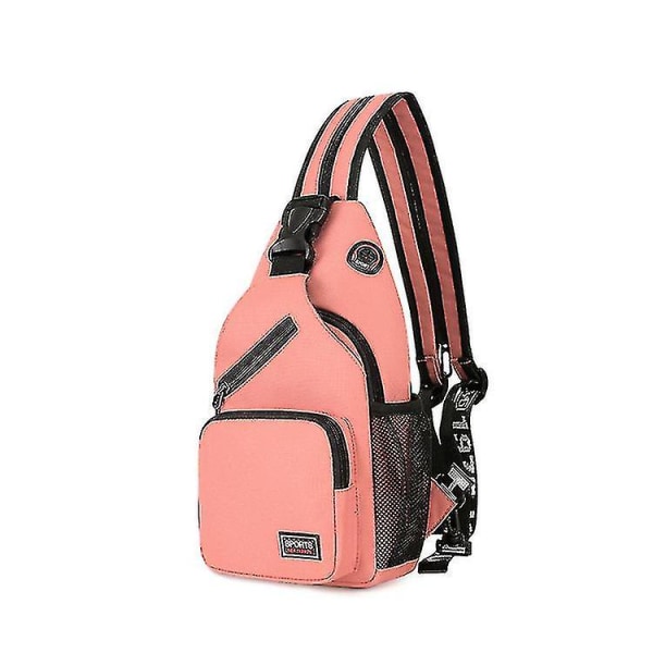 Kvinnor liten ryggsäck Casual tjejer bröstväska med hörlurar hål Reseryggsäck multifunktionella ryggsäckar pink