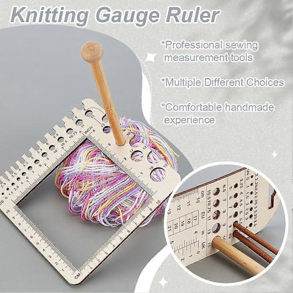 2 st Trä Stickmätare, Stickmätare Tyg Quilting Linjal Mätverktyg för Sömnad Virktillbehör