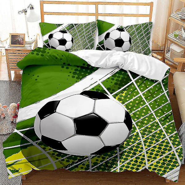 Jalkapalloaiheinen urheilupeittopäällinen, kodintekstiili, kolmiosainen vuodevaatesetti H C 150*200two-piece set