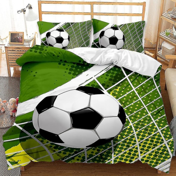Jalkapalloaiheinen urheilupeittopäällinen, kodintekstiili, kolmiosainen vuodevaatesetti H C 228*228three-piece set