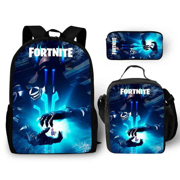 Fortnite Rygsæk Student Skoletaske Rejsetaske til mænd og kvinder Computertaske 3pcs set