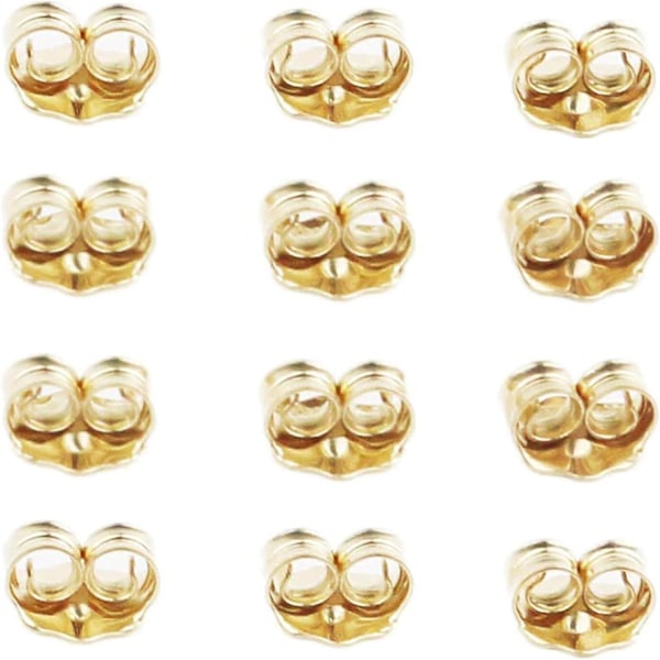 14K Guld Öronpluppar Gula Öronlås för Örhängen (6 Par)