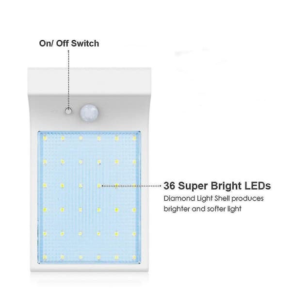 2 st 36 LED Solcellsdriven Utomhus Väggpanel Lampa med Dagsljussensor