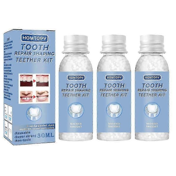 Stærk permanent tandcement til kroner, 30 ml tandlim med langvarig binding 3pcs