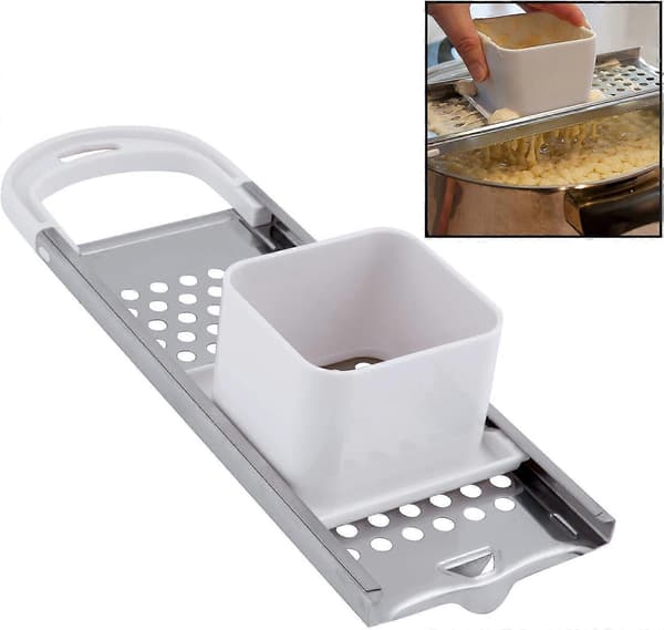 Hicook Spaetzle Maker i rustfritt stål, Spaetzle Noodle Dumpling Maker med sikkerhetsskyver