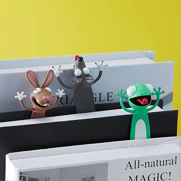 3 kpl 3D-sarjakuvaeläin kirjanmerkki Hassu Palz kirjanmerkki PVC-eläin kirjanmerkki 3 Söpöä litistettyä eläintä Paperitarvikkeet lapsille ja opiskelijoille, lukulahjoja, P