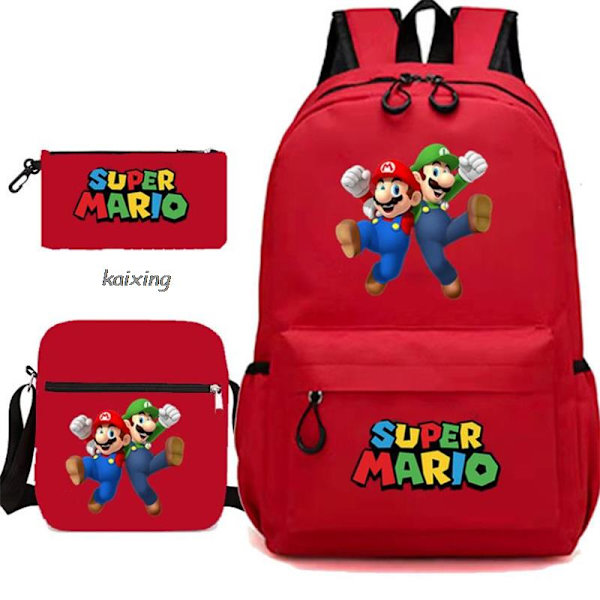 Super Mario 3 st/set Barnryggsäck Pojkar Skolväska Tillbaka till Skolan Present Ivory 16 Inches