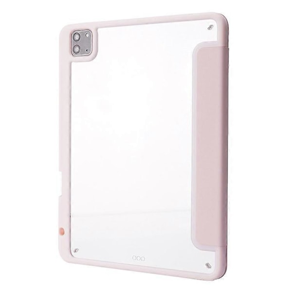 Kompatibelt fodral för iPad Pro 12,9-tum (2021)/(2020)/(2018) surfplatta, automatisk väckning/viloläge, origami-ställ, PU-läder + akrylskydd Pink