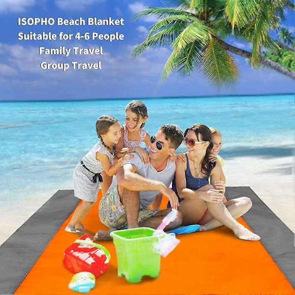 Strandmatta Picknickfilt, Extra Stor 210 x 200cm Strandfilt Vattentät Sandtät Vattenavvisande Picknickfilt med 4 Fasta Spikar, Förstärkt Kant