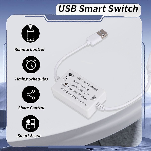 Tuya USB Bryter WIFI Kontroller Timer for USB for Hjem