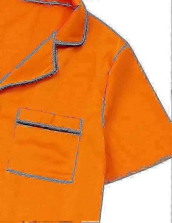 Sommerpyjamas for kvinner, pyjamasett i silkesateng for kvinner Orange M