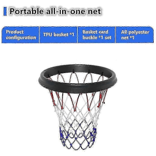 Bærbar basketballnettramme innendørs utendørs avtakbart basketballnett basketballsport