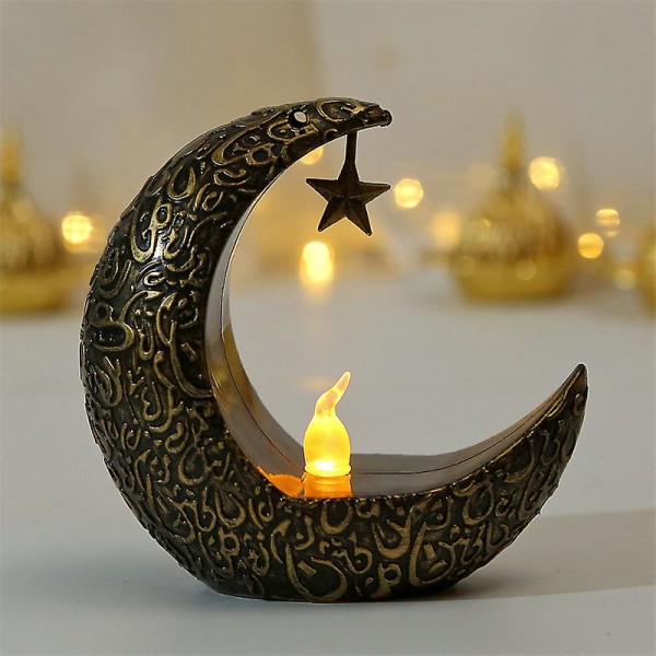 Ny stjärna och månljusstake för juldekorationer i Mellanöstern för Halloween-dekorationer för arabiska lyktor Elektronisk white
