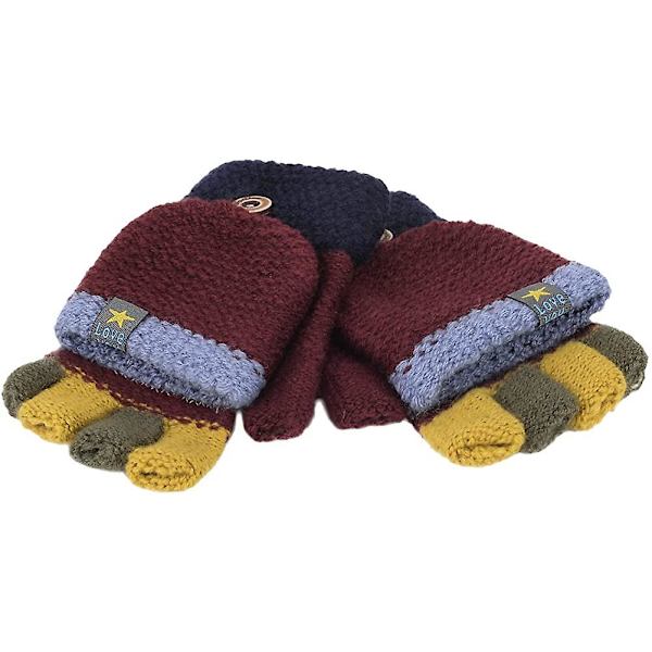 Stickade Halvfingerhandskar Unisex Varma Handskar För Flickor
