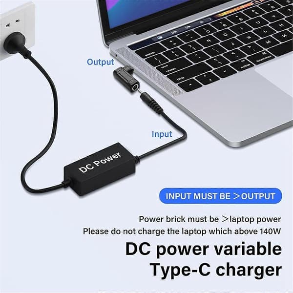 PD 140W DC til Type C Strøm Opladningsadapter DC Hun Input til USB C Han Stik til Telefon, Tablet