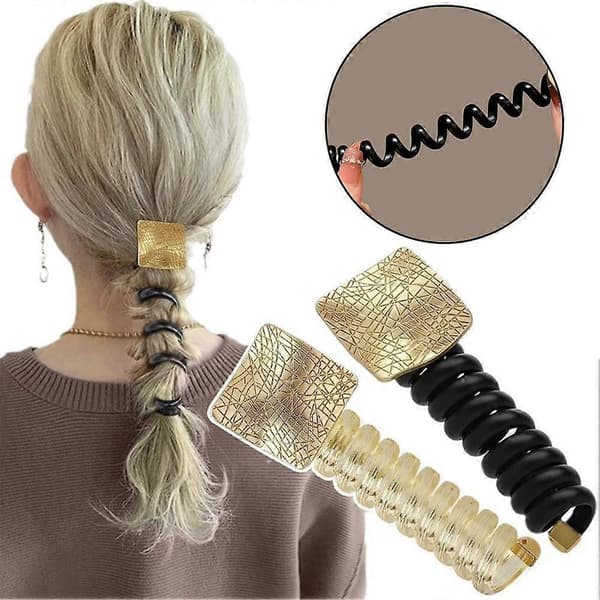 Geometrisk Hårsnodd - Guldfärgad, Säkert Grepp, Lättvikt, 1-pack Black