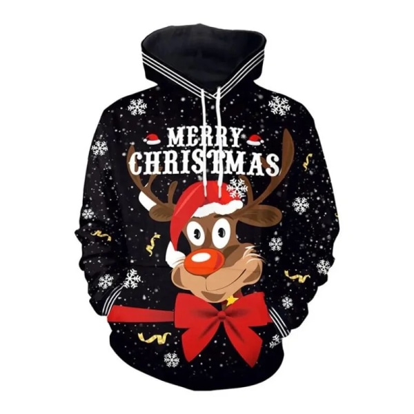 Høst og vinter Julehettegenser 3D-trykk Julenissen Hettegensere Street Trend Fritid Pullover Hettegensere Damejakke DHF5K211811G M