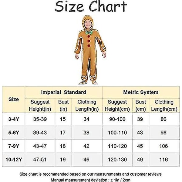 Pepperkakekostyme for barn, Jumpsuit med hette med pepperkaker 4-6Y