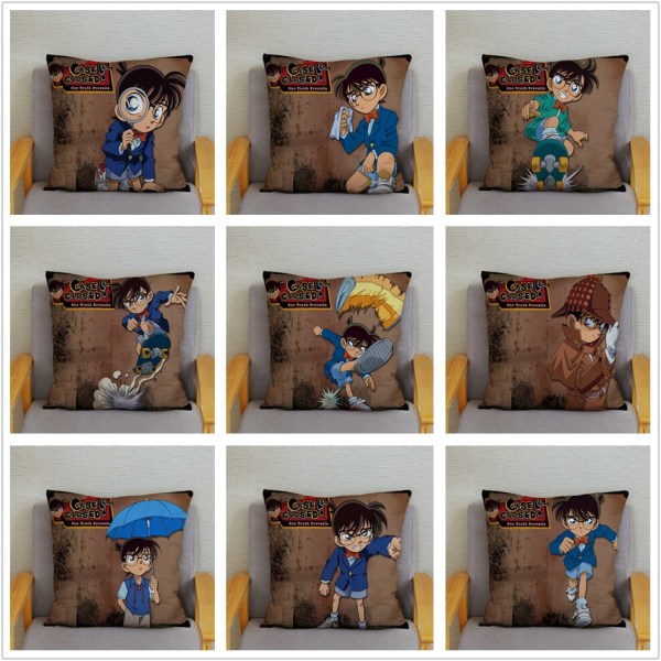 Japanilainen Anime Etsivä Conan -kuvioinen tyynynpäällinen, sarjakuvatyynyliina 8 450mm*450mm
