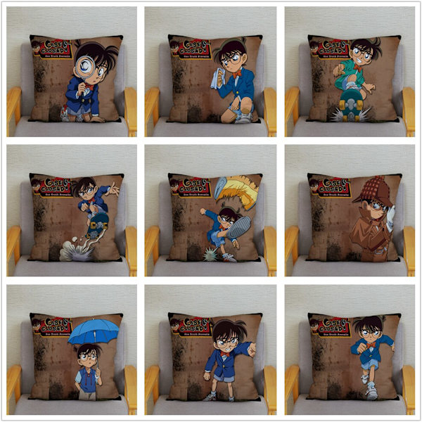 Japansk Anime Detektiv Conan Mønster Pudebetræk Tegneserie Pudebetræk 10 450mm*450mm