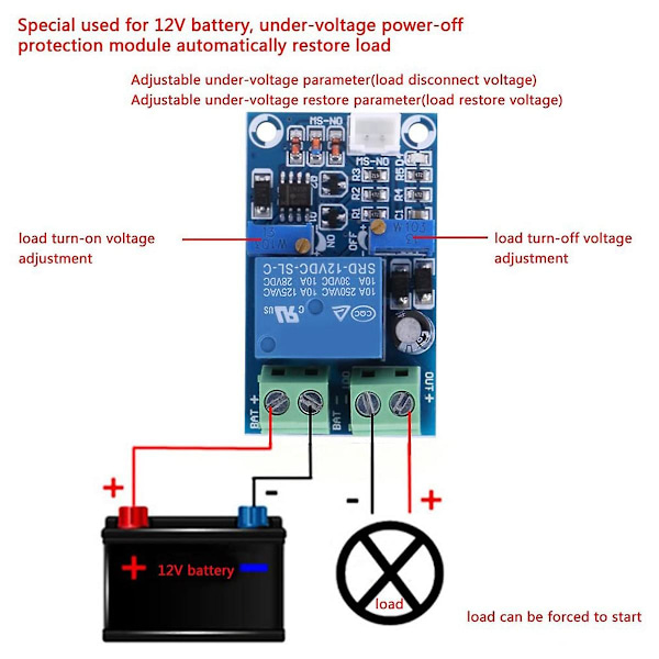 12V Batteriladdningskontroller Skyddskortsmodul Automatisk Omkopplare Återställningsskydd Kontroll