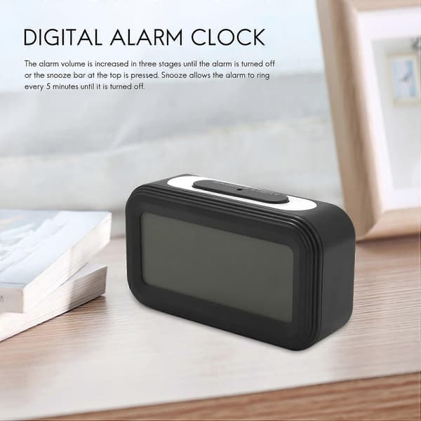 [Uppgraderad Version] Batteridriven Väckarklocka, Elektronisk LCD-Display Digitala Väckarklockor Med Sno