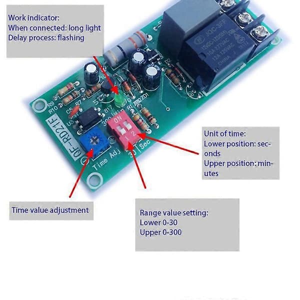 AC100V-220V Justerbart Timer Kontrol Relæ Modul Sluk Forsinkelse Switch Board til Emhætte Mr22