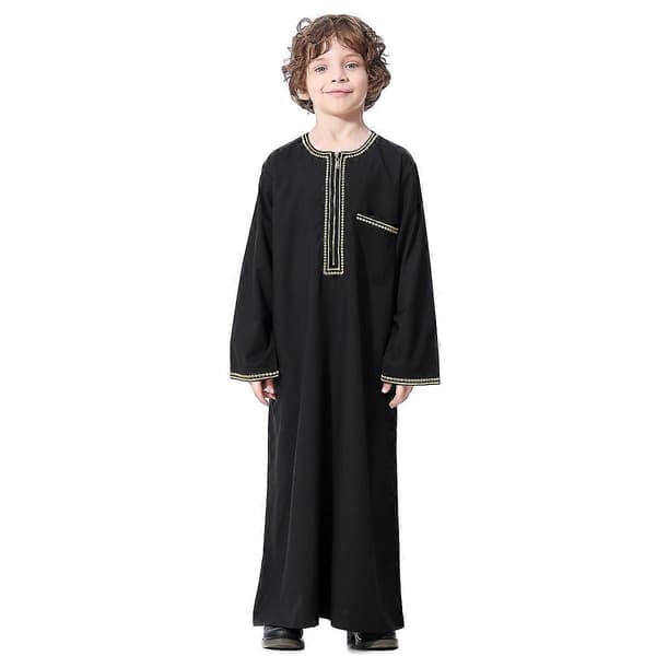 Gutter Saudi Muslim Islamsk Kaftan Black 130CM