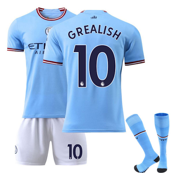22-23 Manchester City koti peliasu aikuisille ja lapsille sukkien kanssa, nro 10 Glarish No. 10 Glarish XXL