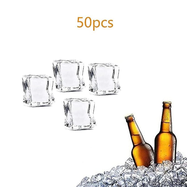 50 st Acrylic Isbitar Plast Återfrysbara Tvättade Simuleringsis för Fest och Bröllop