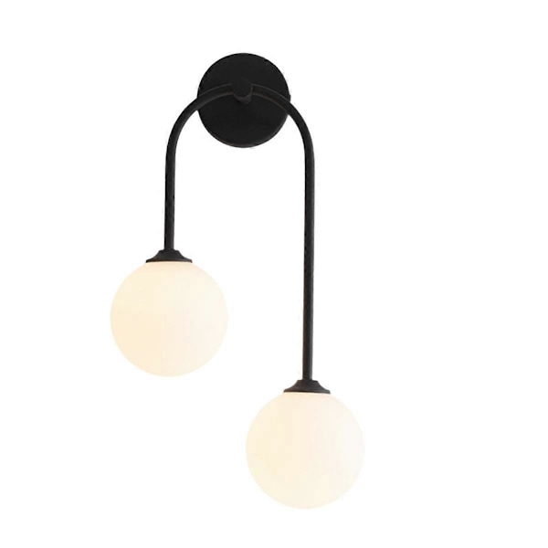 2-Lys Glas Globe Dekorativ Væglampe Vanity Lys B Hvidt Lys