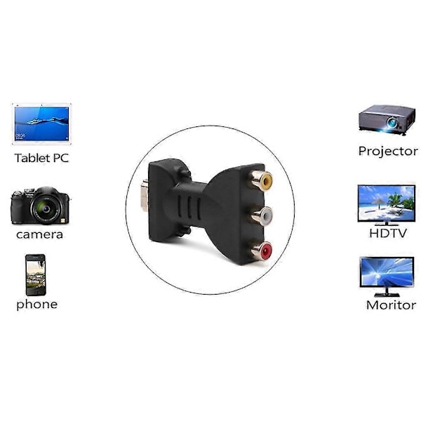 Video Audio Converter Adapter HDMI til 3 RCA Adapter Bærbar HDMI til AV Rød Hvid Gul HDMI til AV Converter HD HDMI til AV Converter Datakabel (1 stk)