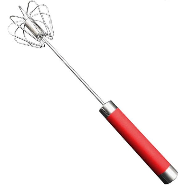 Hånddrevet æggepisker, rustfri stålpisker til hjemmet, alsidigt værktøj til æggepisker, mælkeskummer, hånddrevet mixer (30 cm, rød)