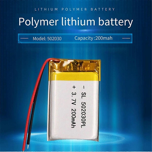 200mAh Lipo Polymer Uppladdningsbart Batteri 502030 för Bluetooth-headset, Sångmaskiner, Bilinspelare