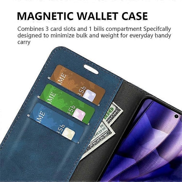 Kompatibel til HMD Skyline Etui Skin-Touch Læder Wallet Telefon Cover Blue