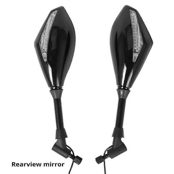 Motorcykel Modifierad 10mm Universal Backspegel med Blinkers LED Backspegel med Ljus Sidospegel, A