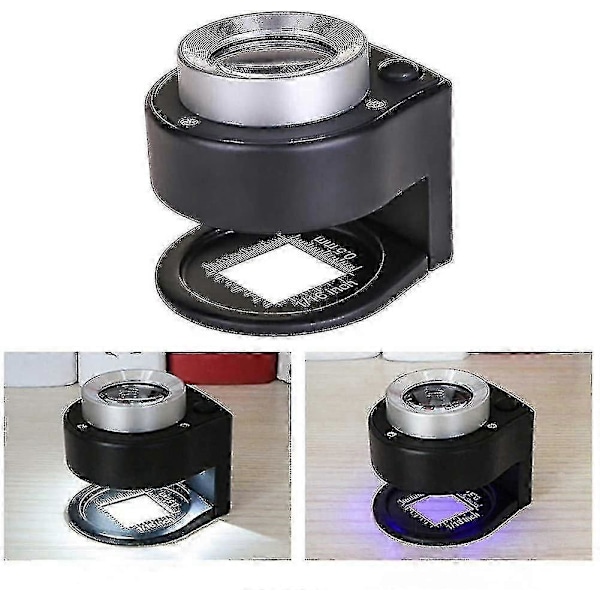 30x Linnedtester Lup Skala Forstørrelsesglas Med Led Uv Lys Optisk Linse