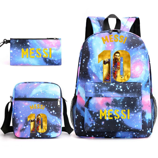 Messi Ryggsäck Canvas Pojkar Flickor Skolpresent Skolväska Army Green
