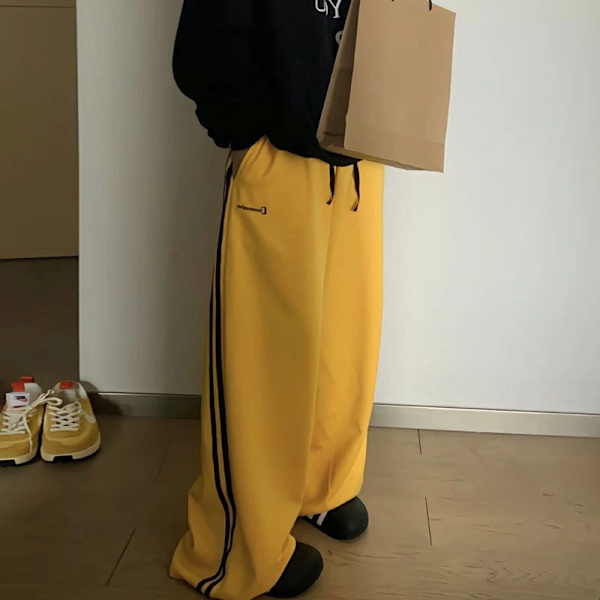 Deeptown Ylisuuret naisten collegehousut syksy harmaa Harajuku vintage löysät urheiluhousut Y2k korealainen katumuoti lenkkeily 90-luvun estetiikka Yellow S