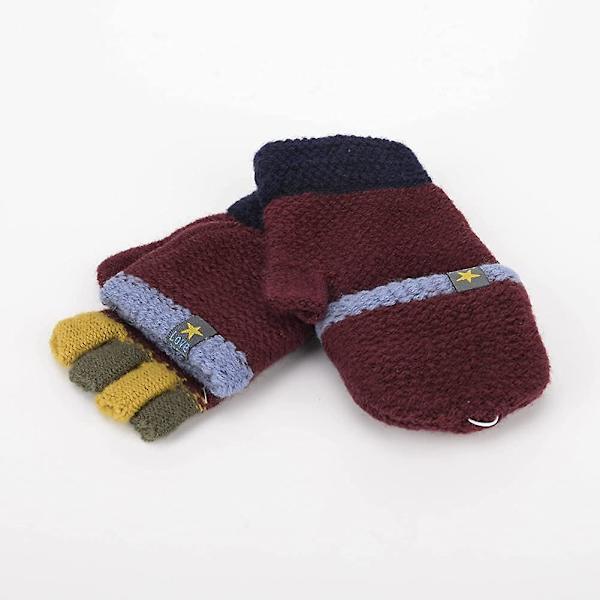 Stickade Halvfingerhandskar Unisex Varma Handskar För Flickor