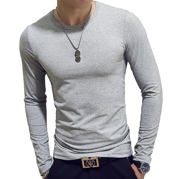 Polo med hög krage för män, enfärgad, smal, elastisk, tunn, pullover, vår, höst, underkläder, polotröja, herrstickad blus, baströja, topp Gray 3 S