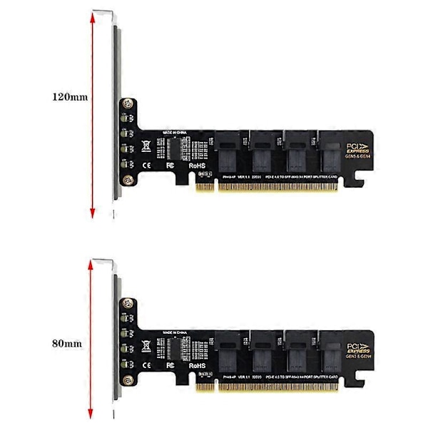 NGFF PCI-E 16X till 4 Portar U.2 NVME Split Expansionskort SFF-8639/8643 NVME PCIE SSD Adapter för Mai