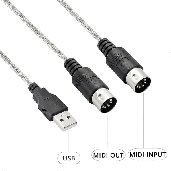 USB MIDI Kabel Adapter, A Han til MIDI Din med LED til Keyboard