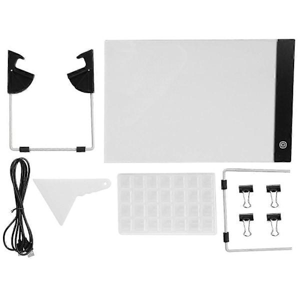 6 stk Diamantmalingsverktøy LED Lys Kunstutstyr Lysende Panel Flip Book Kit A4