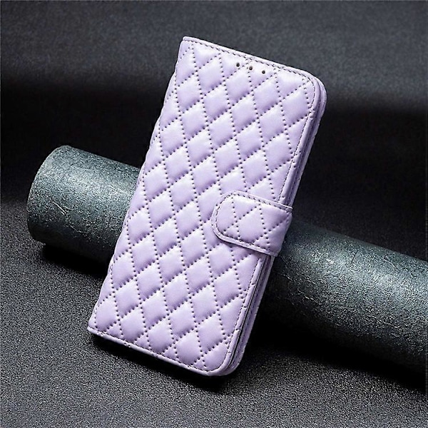 BINFEN COLOR Kompatibel med Xiaomi Redmi Note 9 Pro 4G / Note 9 Pro Max / Note 9S 4G BF Style-14 Präglat Rombmönster PU-läder Purple